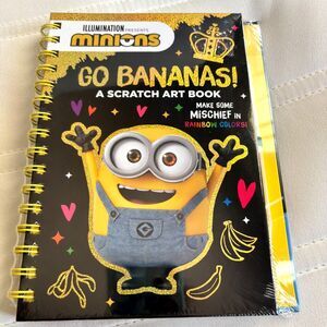 Minions GO BANANAS 20 Page Scratch Art Book w/ Wooden Stylus Sealed Book